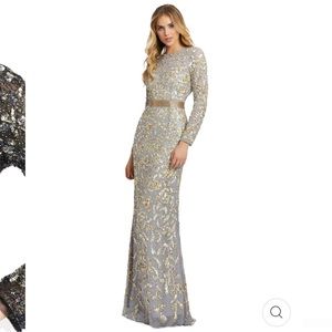 NWT Mac Duggal Long Sleeve Embellished Gown